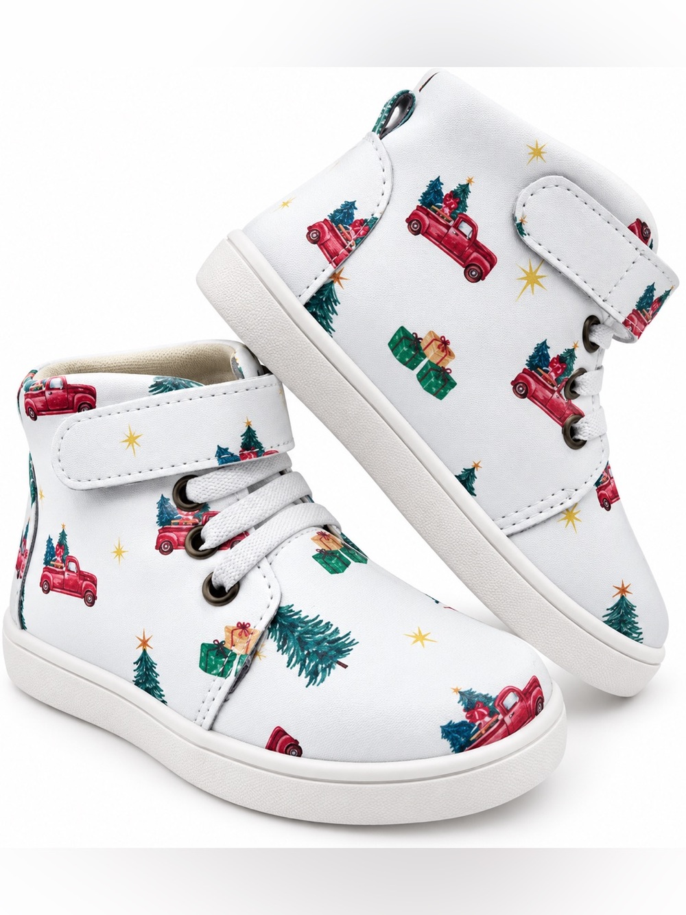 NWT Kids White Holiday Print High-Top Sneakers